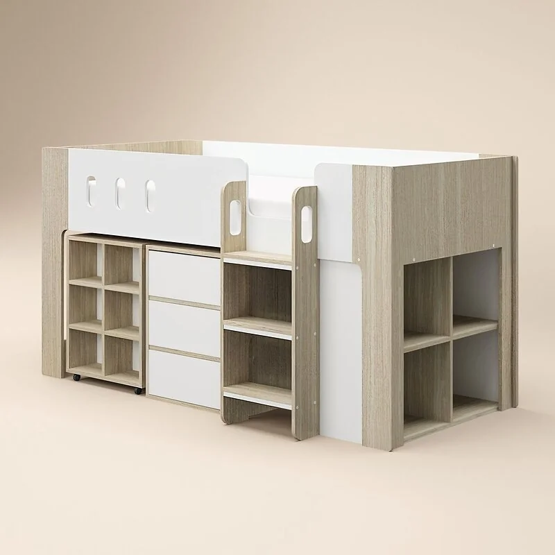 Flair Willow Mid Sleeper with Desk & Storage White & Oak image 6