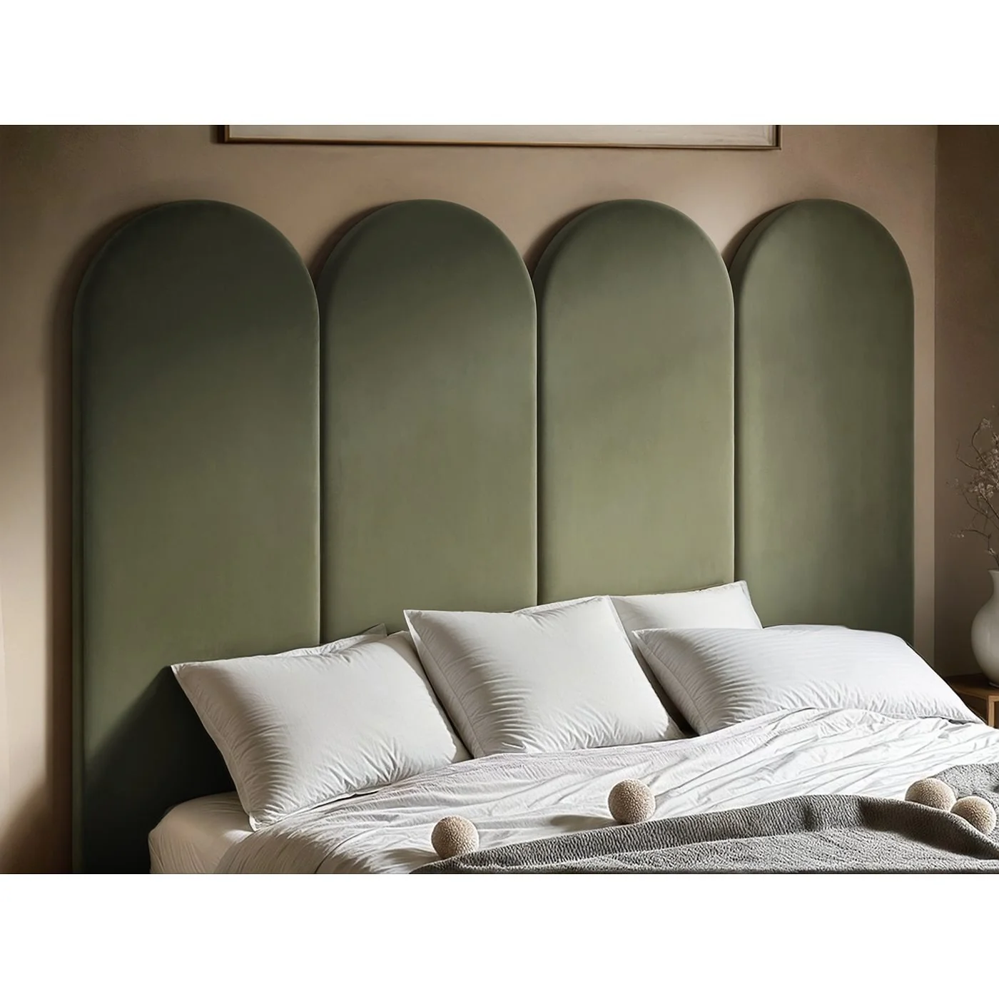 SOLACE+CO Cirrus Individual Headboard Panel Khaki Green Velvet image 6