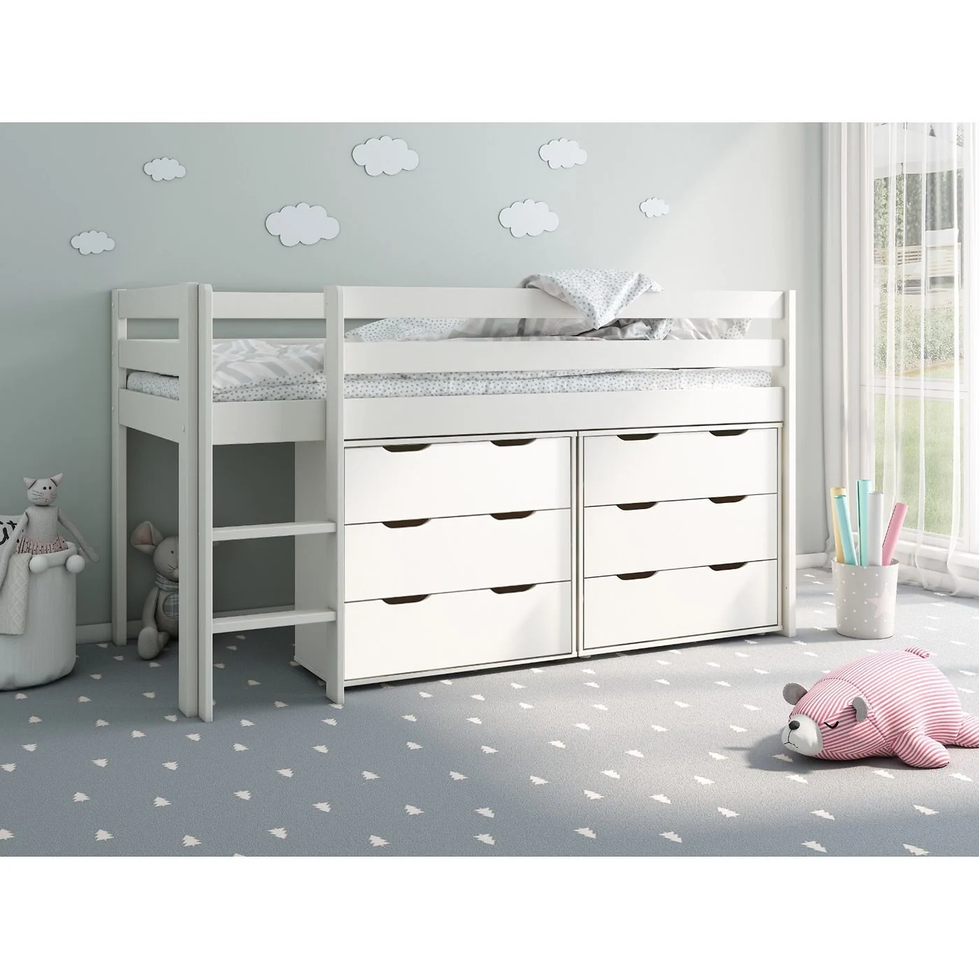 Noomi Nora Solid Wood Midsleeper 6 Drawer Cabin Bed(FSC-Certified)