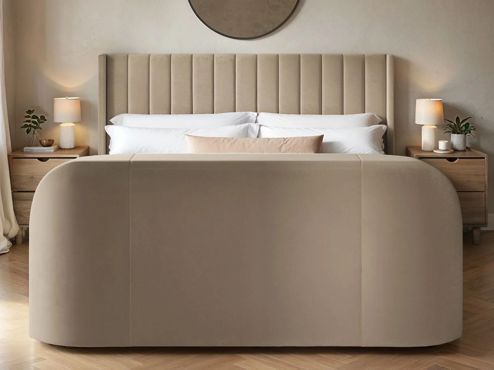Flair Fallon TV Side Lift Ottoman Bed Beige Velvet – view 4