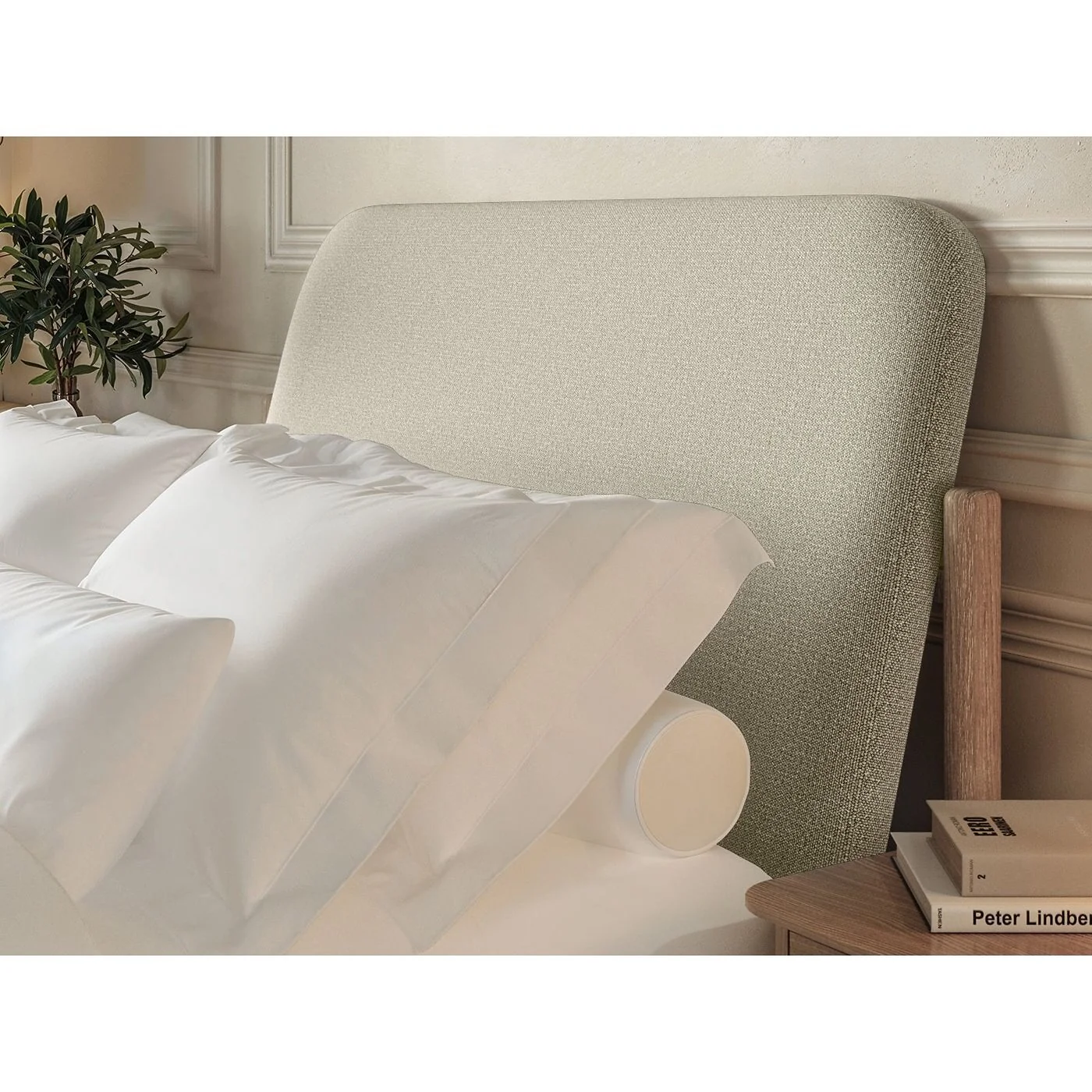 Flair Dahlia Linen Pillowback Wooden Bed image 3