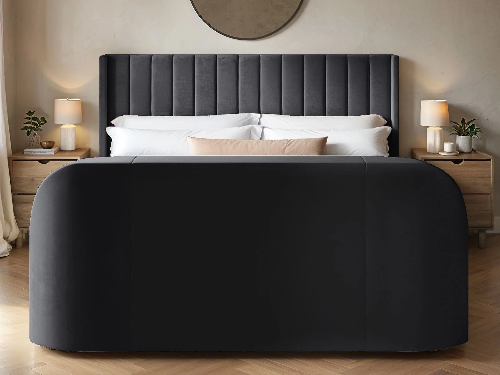 Flair Fallon TV Side Lift Ottoman Bed Charcoal Velvet – view 3