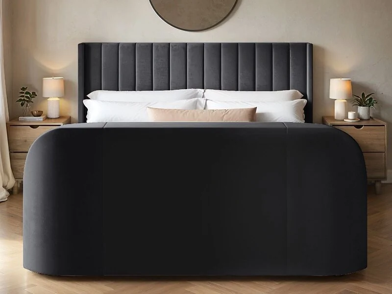 Flair Fallon TV Side Lift Ottoman Bed Charcoal Velvet – view 3