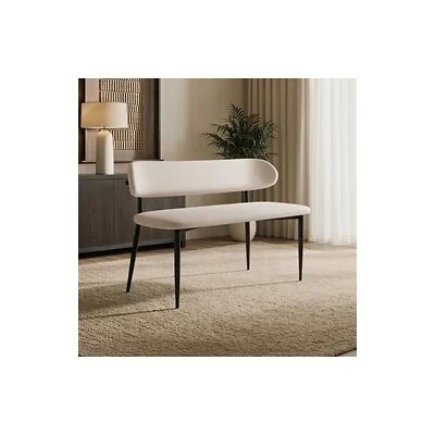 SOLACE+CO Cyra Upholstered Dining Bench with Backrest Beige Chenille