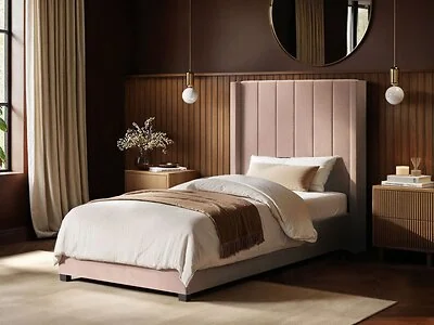 Flair Tiggy Single Ottoman Bed with Tall Winged Headboard Velvet