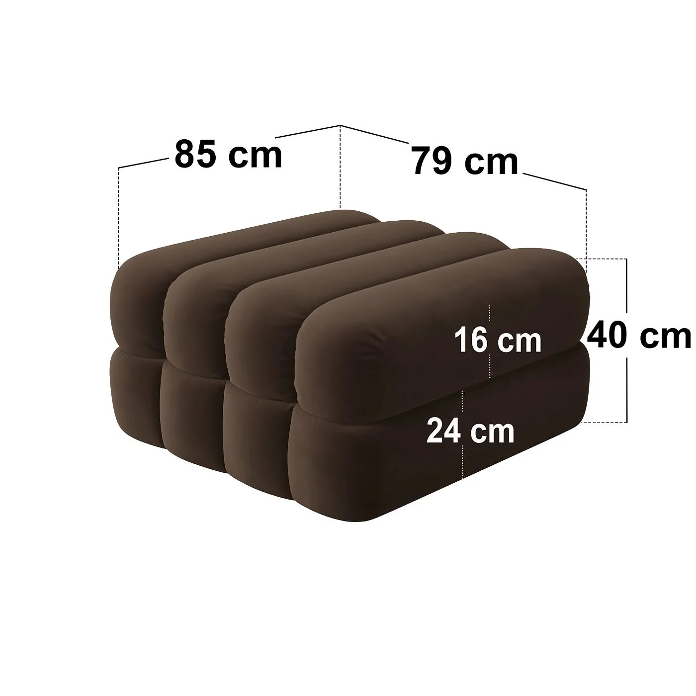 SOLACE+CO Halle Channel Tufted Loveseat with Storage Footstool Brown Velvet image 7