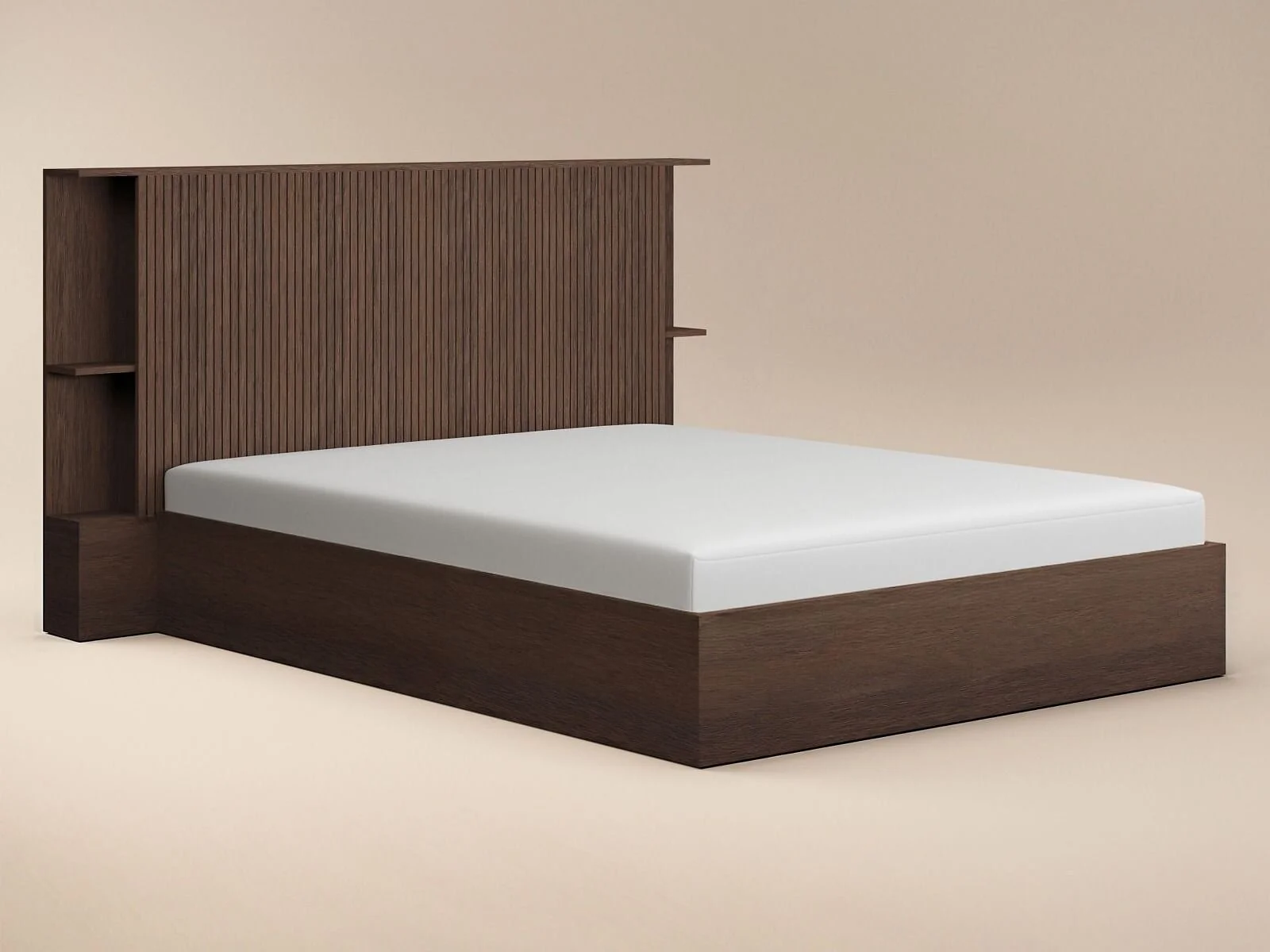 SOLACE+CO Zora Ottoman Hotel Bed with Headboard Shelves – view 9