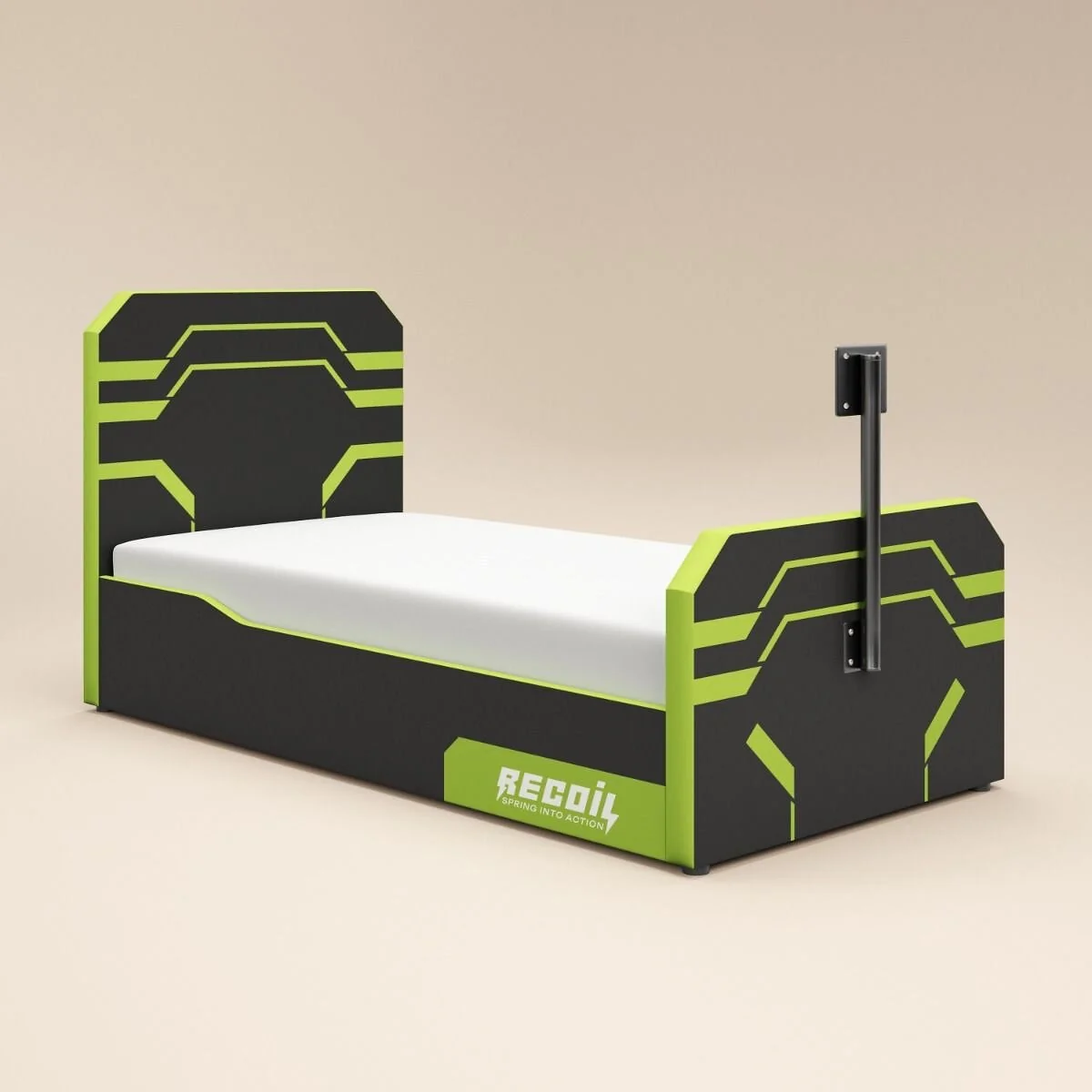 Recoil Alister Side Lift TV Ottoman Gaming Bed Black & Green – view 10