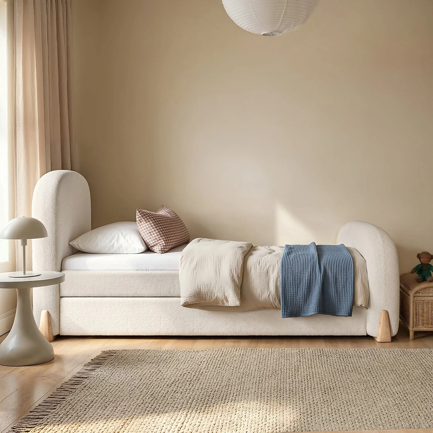 Flair Ines Single Bed with Trundle Cream Boucle image 3