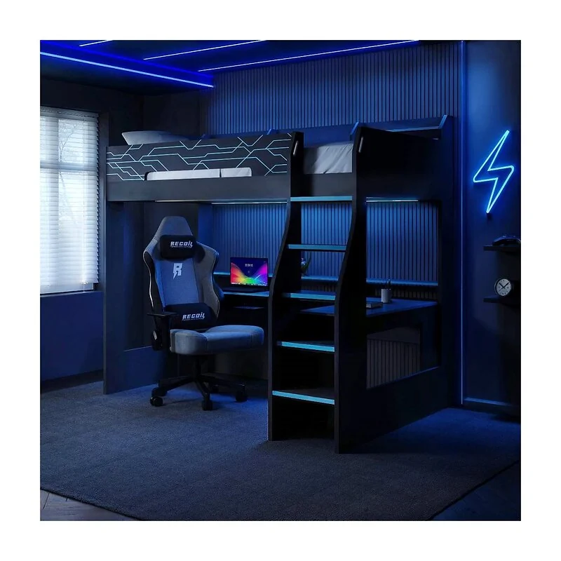 Recoil Ultimate Neon Gaming High Sleeper Charcoal & Blue