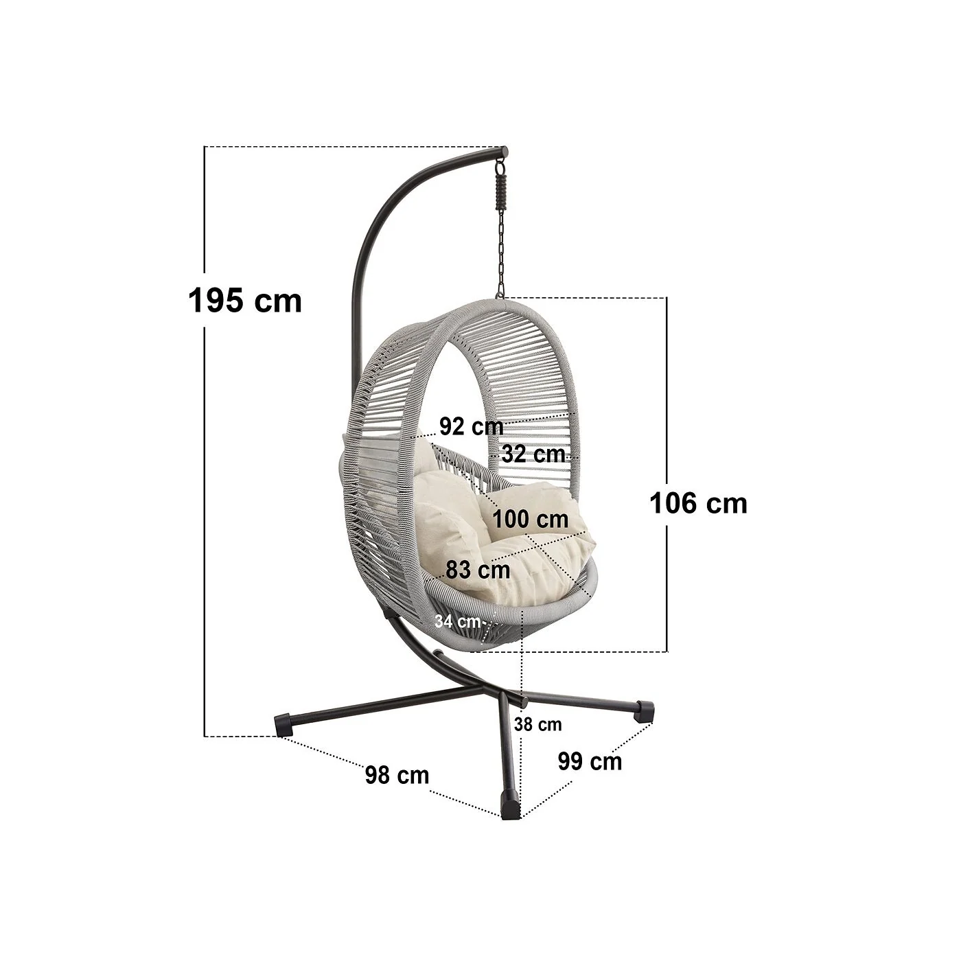 SOLACE+CO Lana Garden Egg Chair Light Beige Rattan image 4