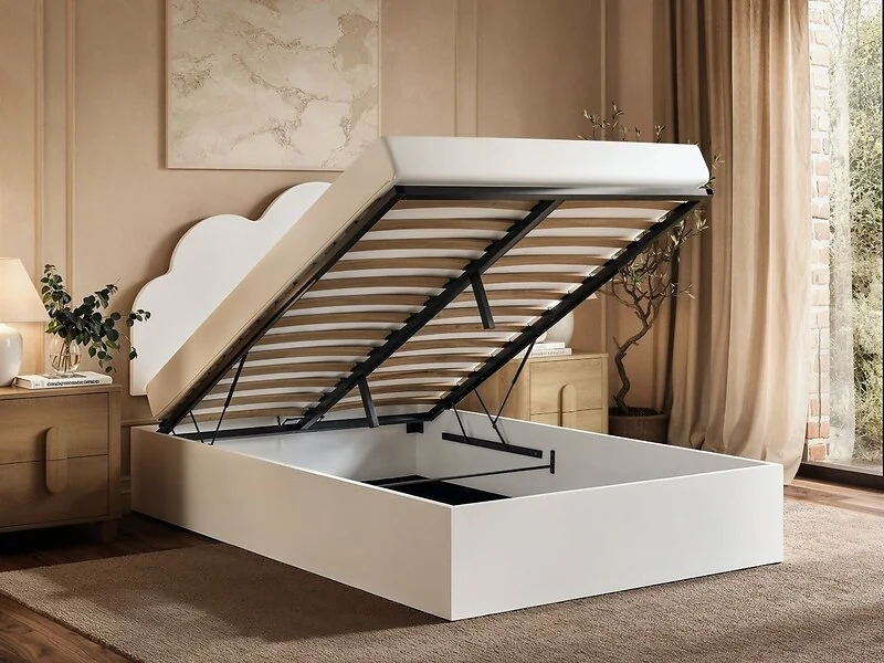 Flair Adara Ottoman Bed with Cloud Headboard White – view 6