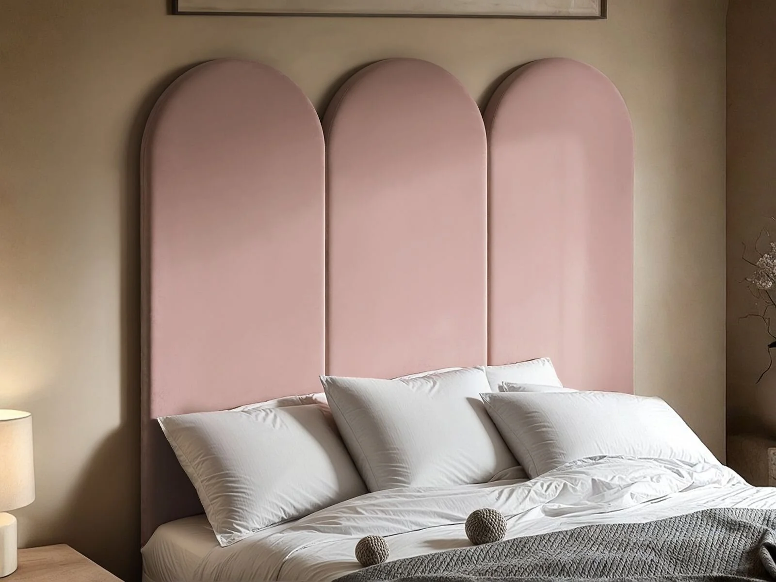 SOLACE+CO Cirrus Headboard Wall Panel Pink Velvet – view 6
