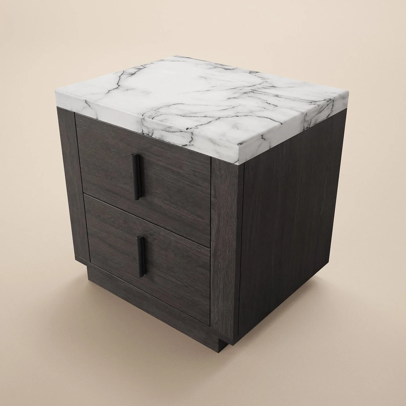 SOLACE+CO Marcel Walnut Bedside Table with Marble Effect Top image 5