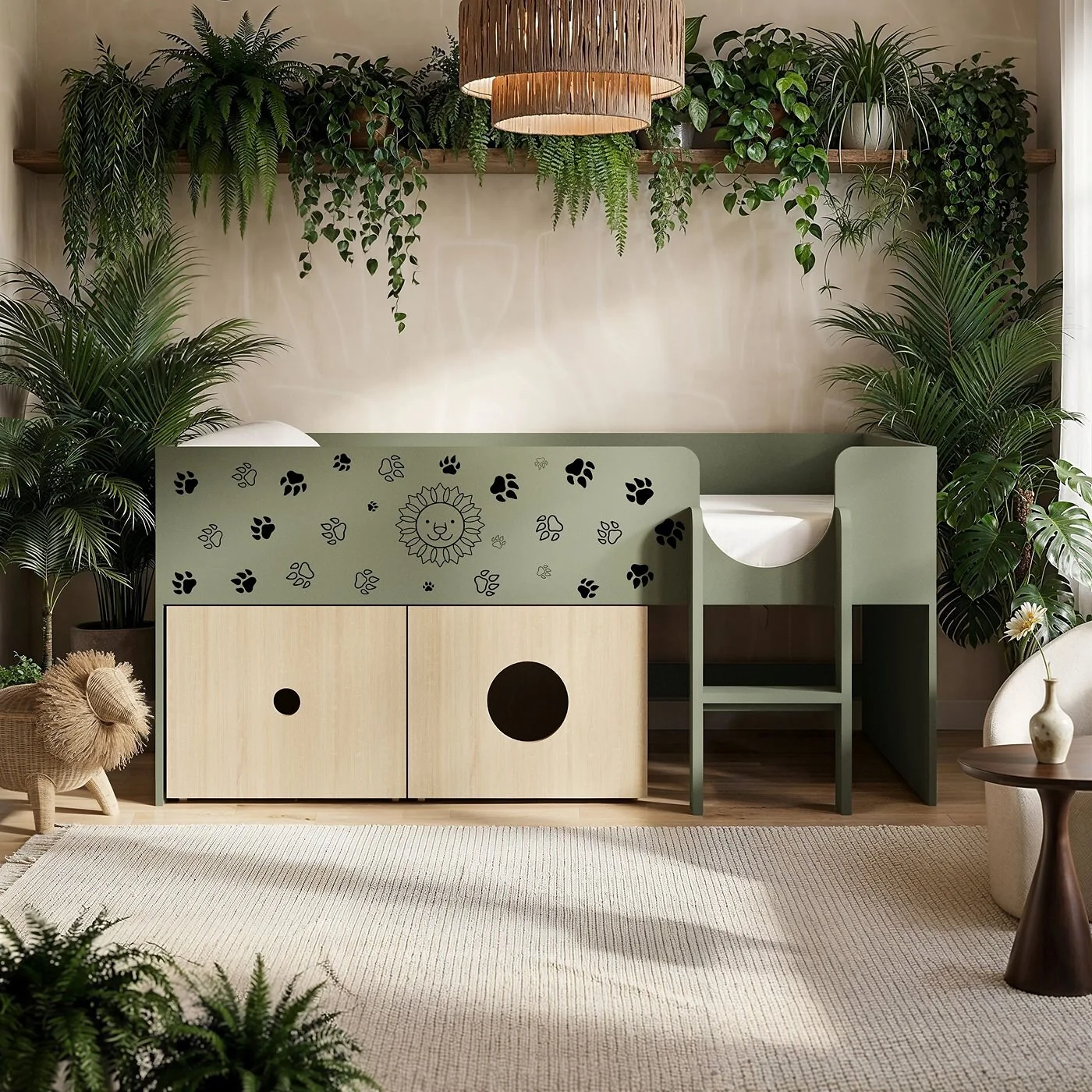 Flair Zaiden Safari Mid Sleeper Bed with Toy Box Storage Green image 2