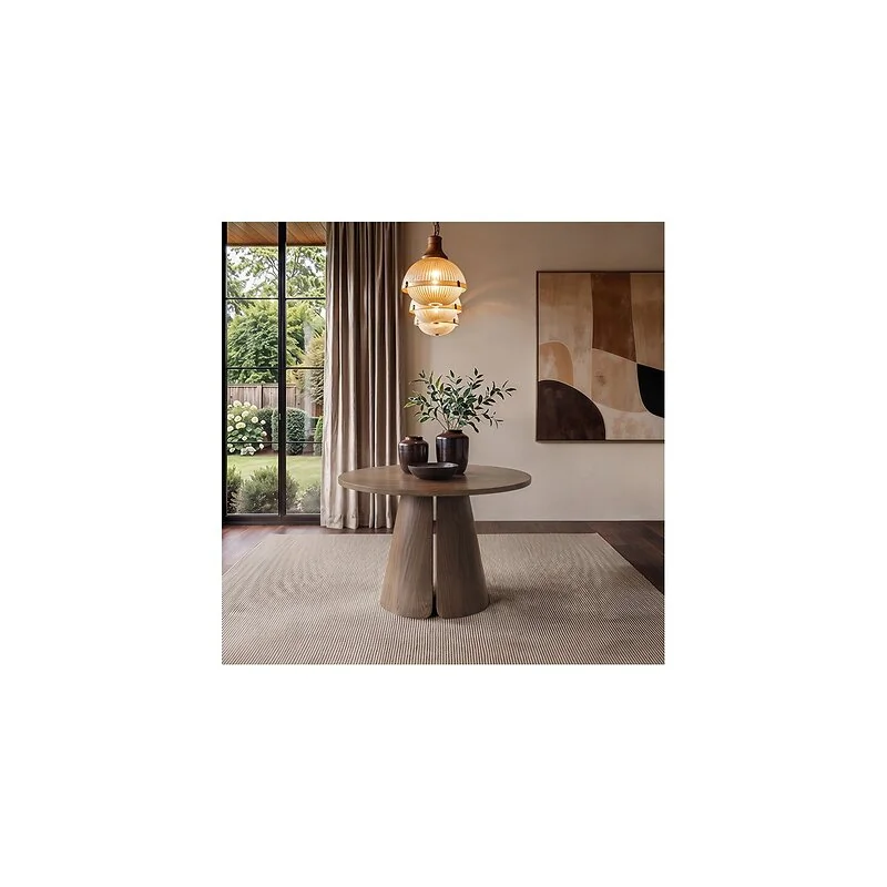 SOLACE+CO Ebony 3-in-1 Round Extendable Dining Table Walnut image 5