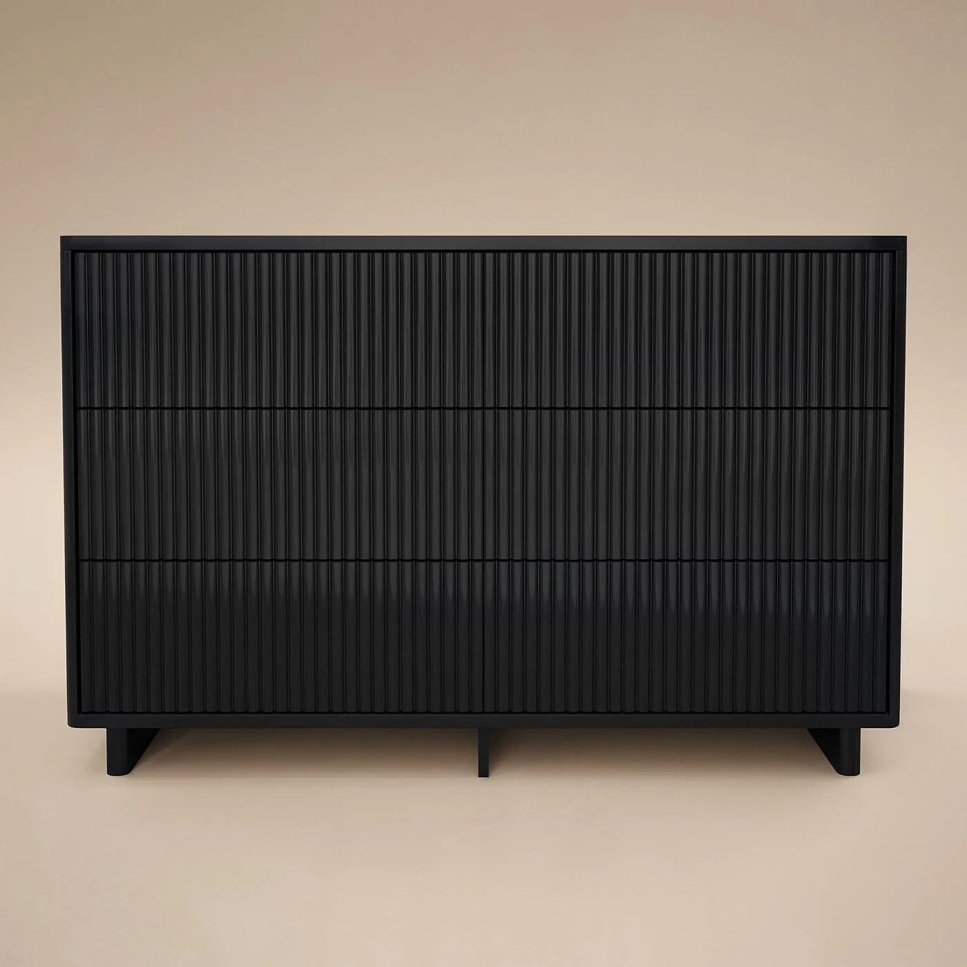 SOLACE+CO Velmor Ribbed Chest of 6 Drawers Black image 4