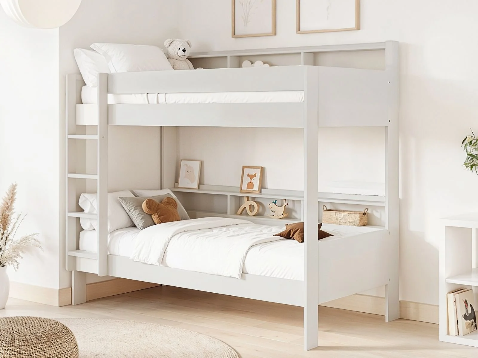 Noomi Bodie Bunk Bed with Shelves White Solid Wood (FSC-Certified) – view 2