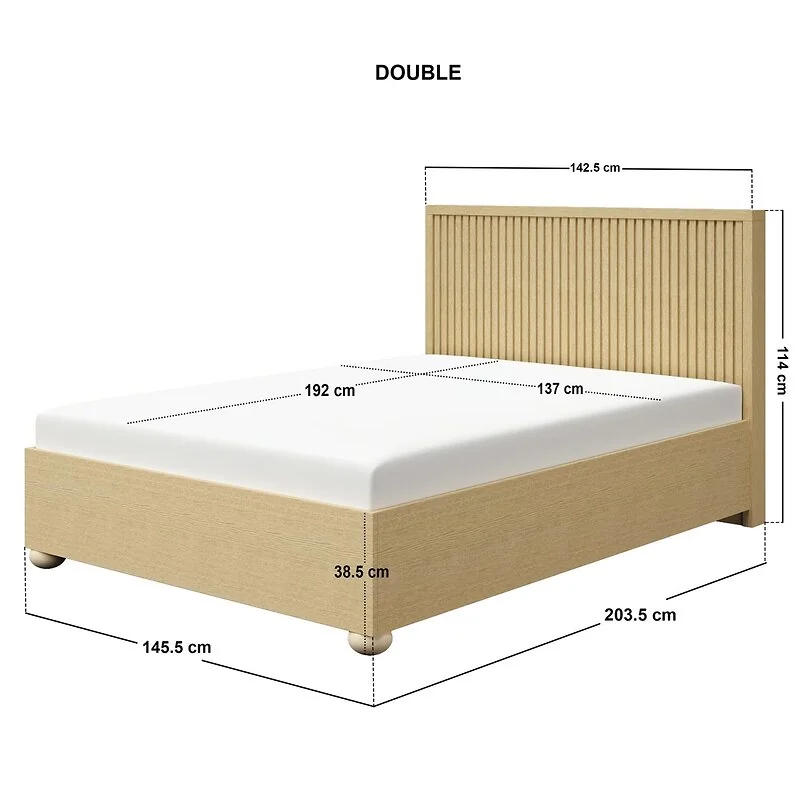 SOLACE+CO Theo Ribbed Ottoman Bed Light Oak Effect image 7