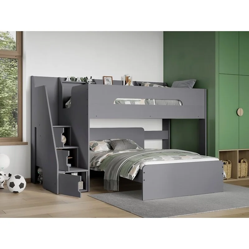 Flair Stepaside Staircase L Shaped Triple Bunk Bed Grey image 2
