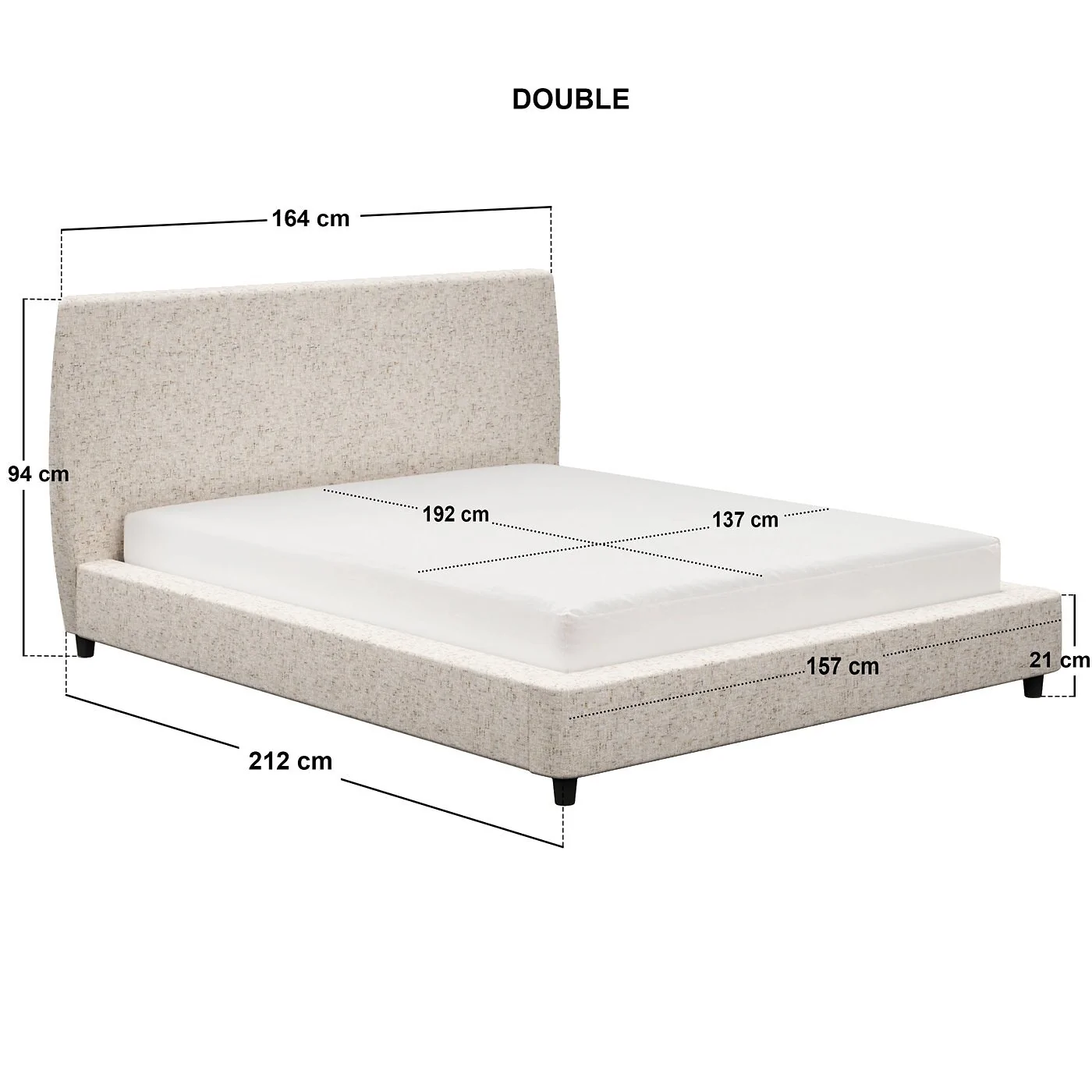 SOLACE+CO Luciana Upholstered Platform Bed Cream Chenille image 7