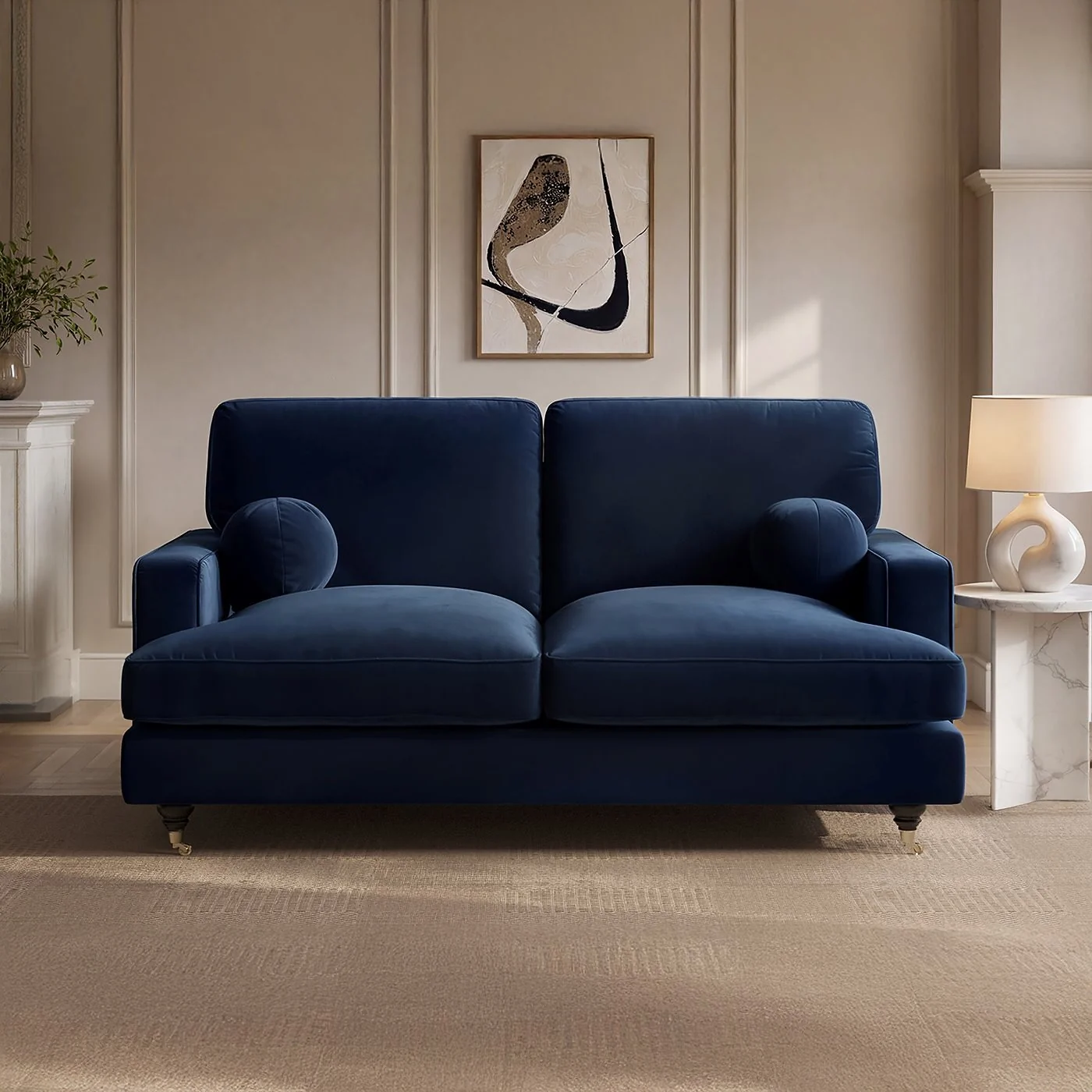 SOLACE+CO Addison 2 Seater Sofa with Caster Legs