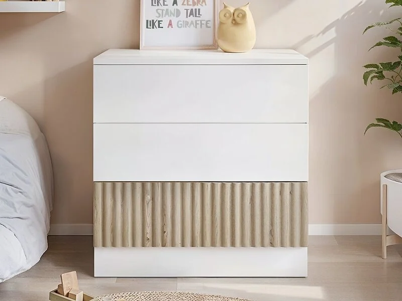 Flair Luca 3 Drawer White and Oak Chest of Drawers