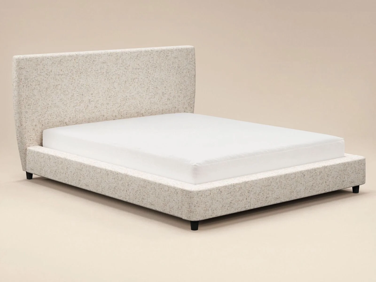 SOLACE+CO Luciana Upholstered Platform Bed Frame Cream Chenille – view 5