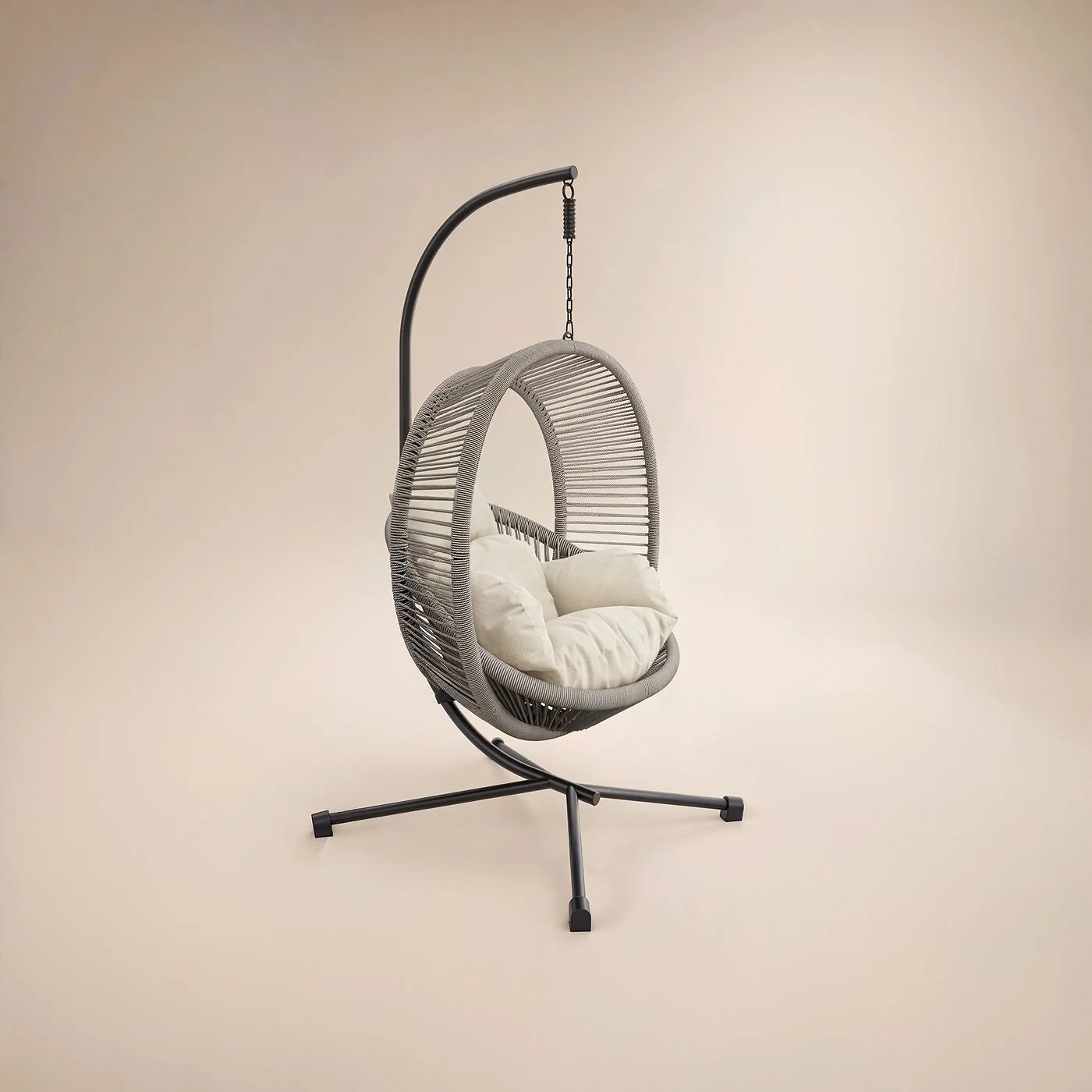 SOLACE+CO Lana Garden Egg Chair Light Beige Rattan image 2