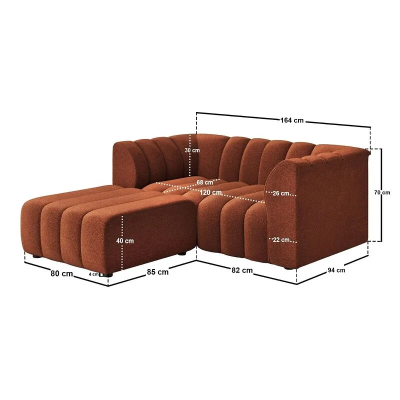 SOLACE+CO Halle Channel Tufted Modular Sofa with Footstool – view 20