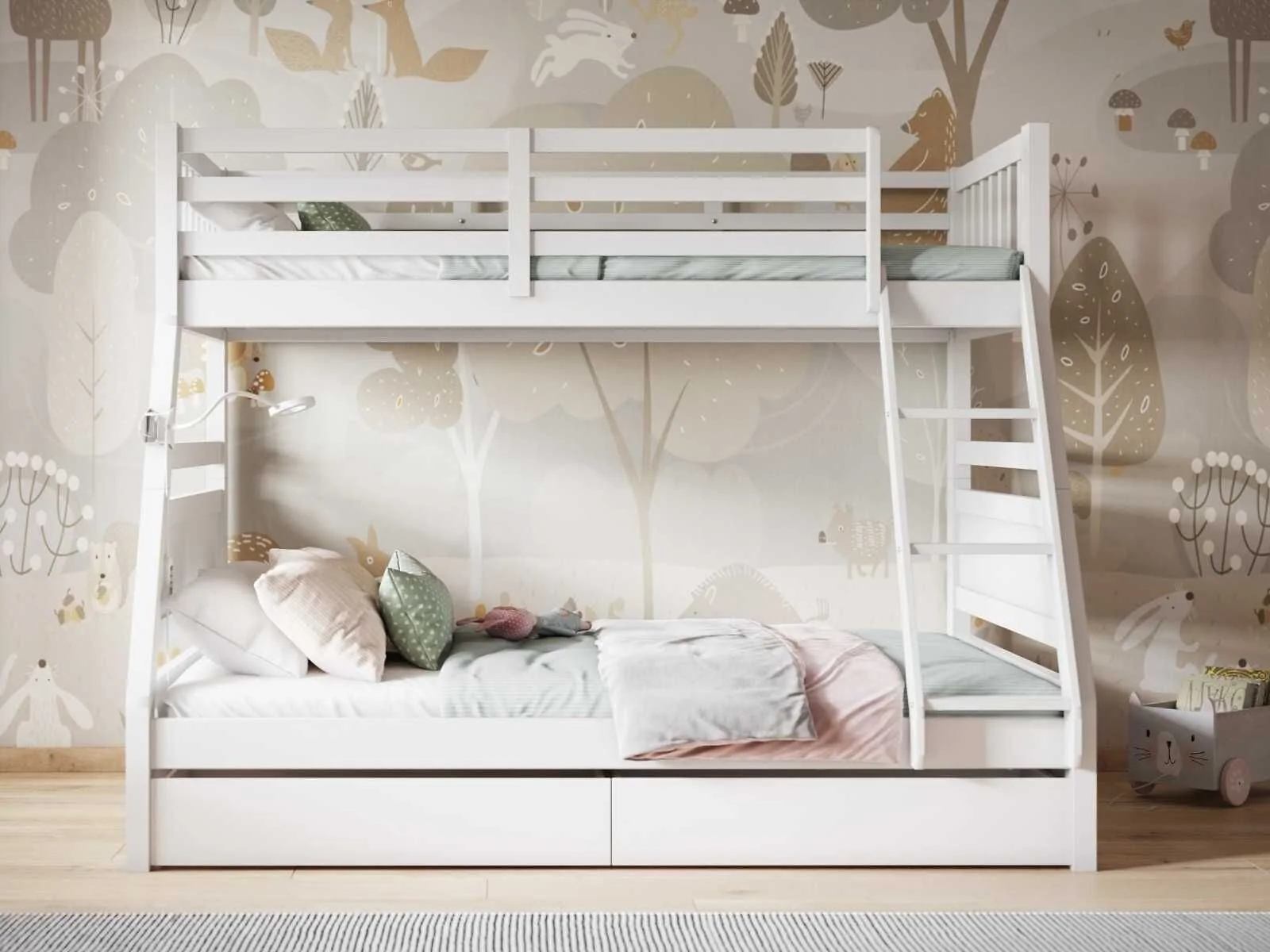 White Flair Ollie single over double triple bunk bed