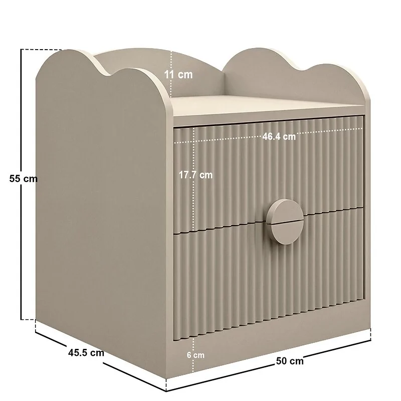 Flair Calista 2 Drawer Cloud Detail Ribbed Bedside Table Taupe image 6