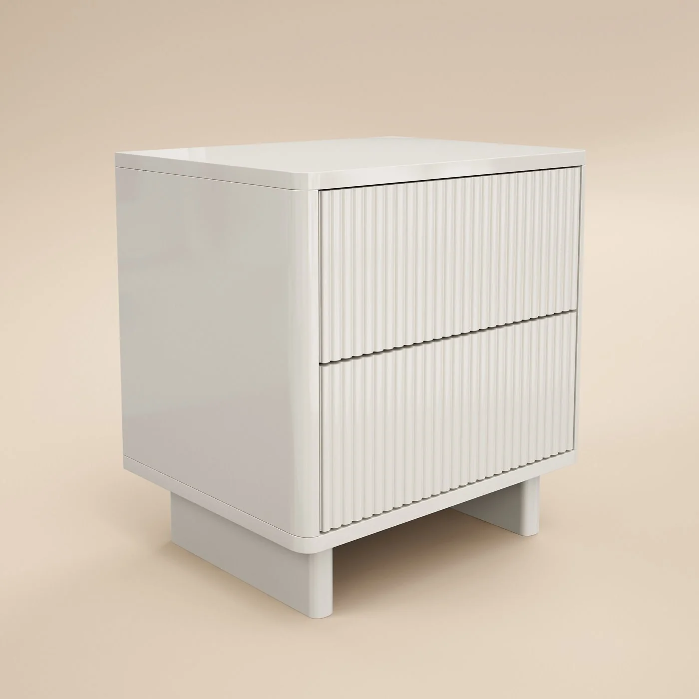 SOLACE+CO Velmor 2 Drawer Ribbed Bedside Table White image 6