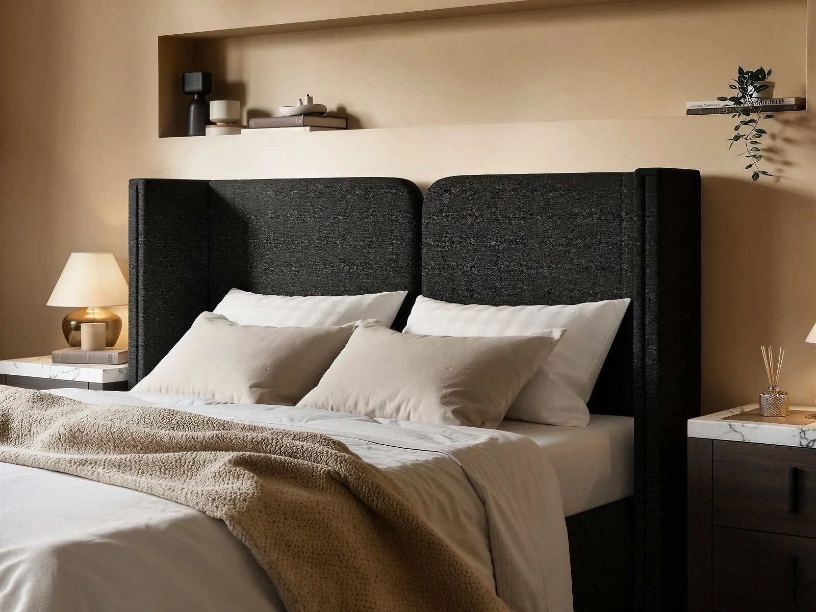 SOLACE+CO Lumen Ottoman Bed with LED Winged Headboard – view 5