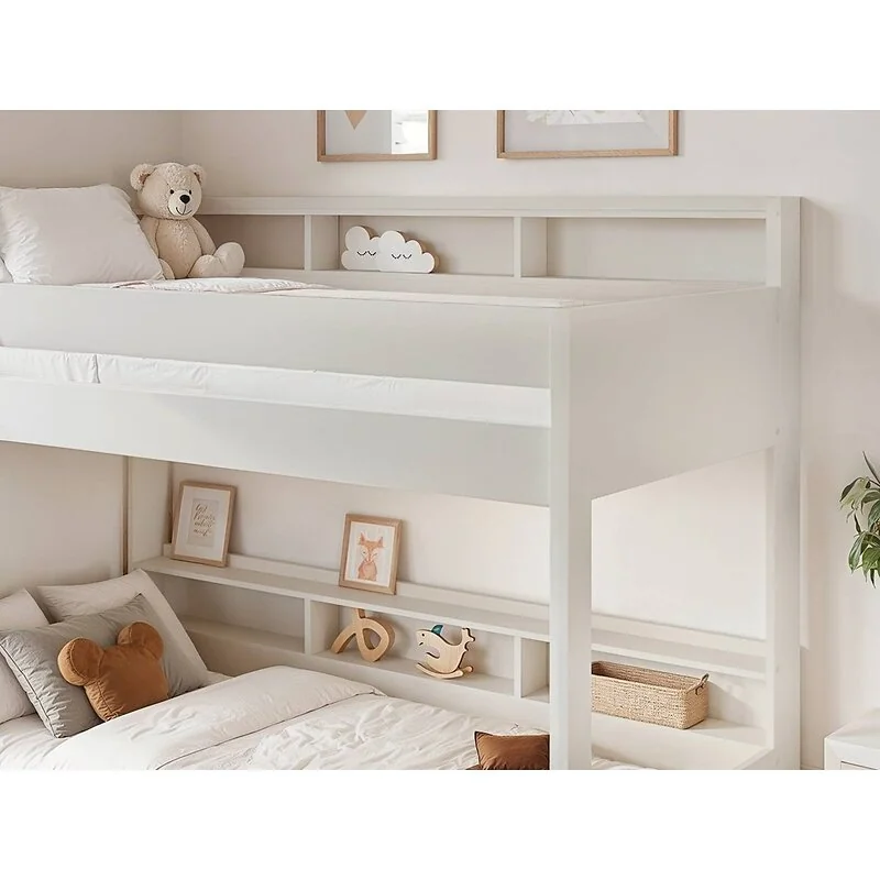 Noomi Bodie Bunk Bed with Shelves White Solid Wood (FSC-Certified) image 15