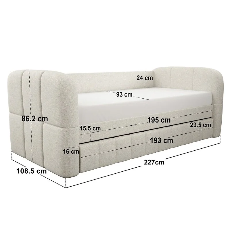 Flair Livia Day Bed with Trundle Cream Chenille image 6