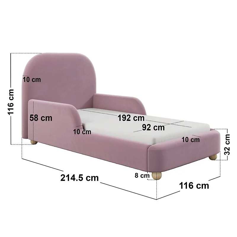 Flair Kira Upholstered Single Bed with Side Rails Pink Velvet image 6