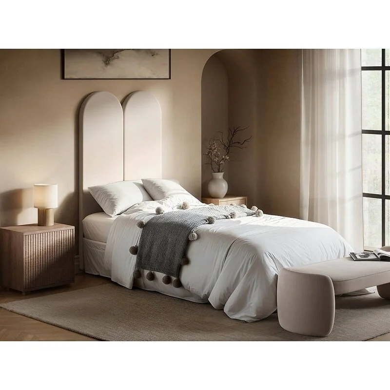 SOLACE+CO Cirrus Headboard Panels Single Beige Velvet image 2