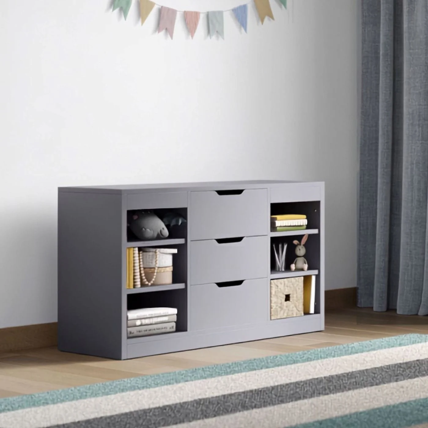 Flair Charlie Drawer Unit with Shelves & 3 Drawers Grey image 4
