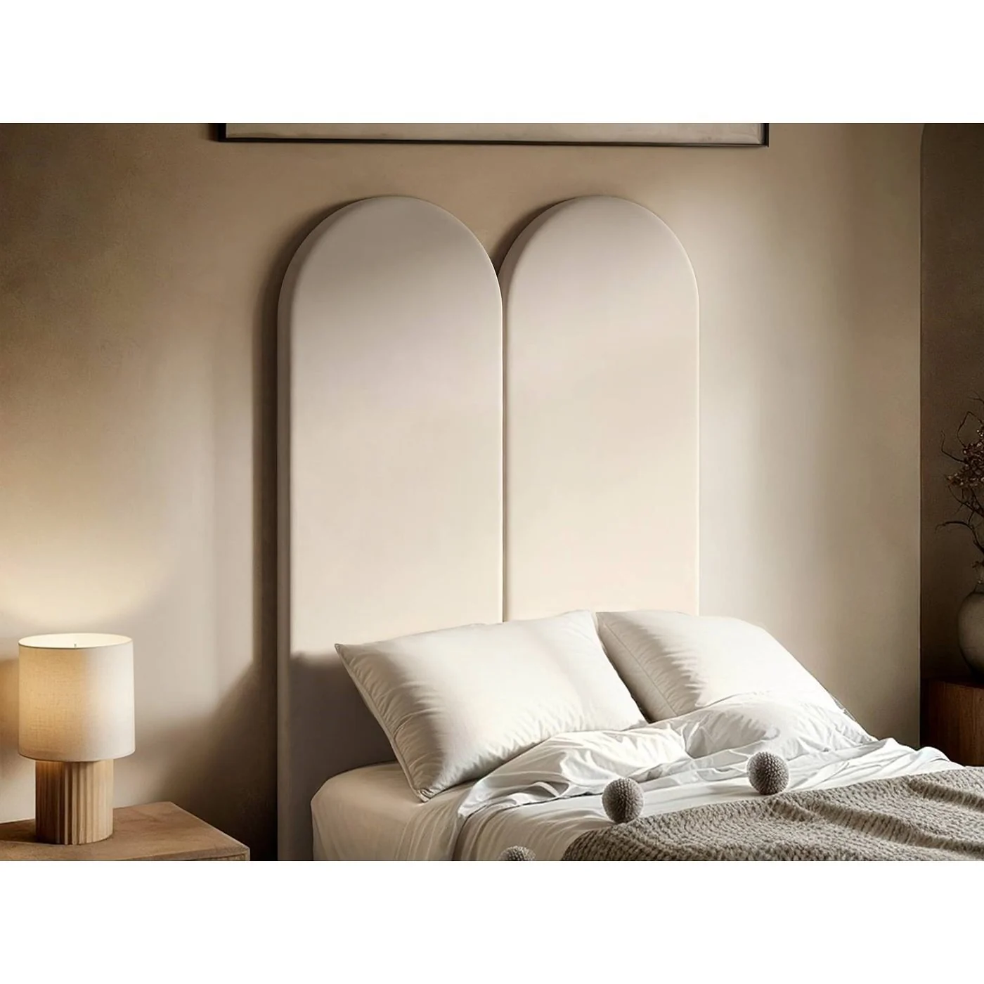 SOLACE+CO Cirrus Headboard Panels Single Beige Velvet image 3