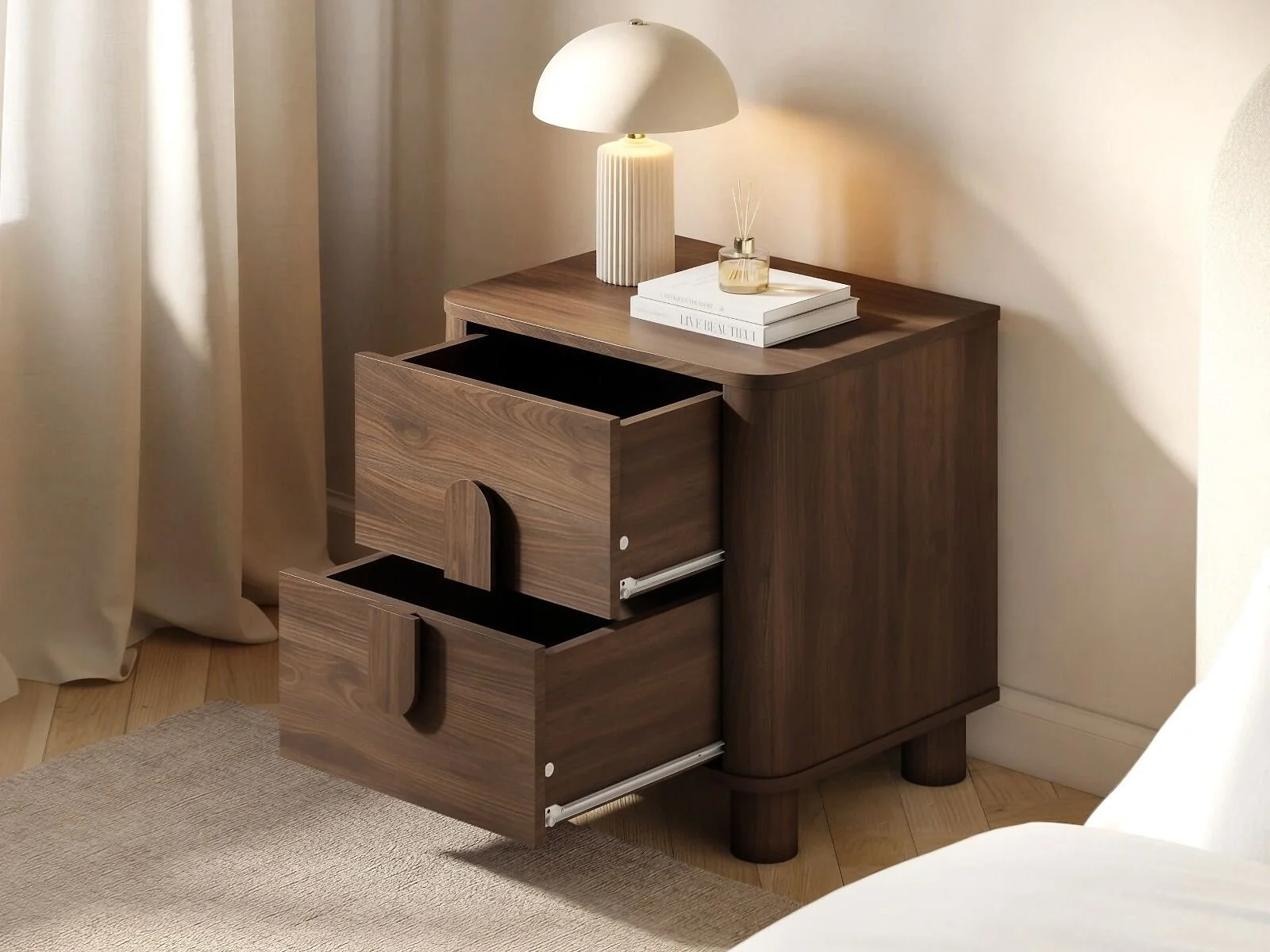 SOLACE+CO Remington Curved 2 Drawer Bedside Table – view 5