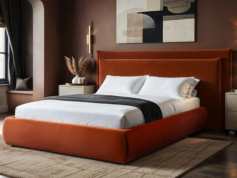 SOLACE+CO Sigrid Ottoman Storage Bed with Cushion Headboard Velvet