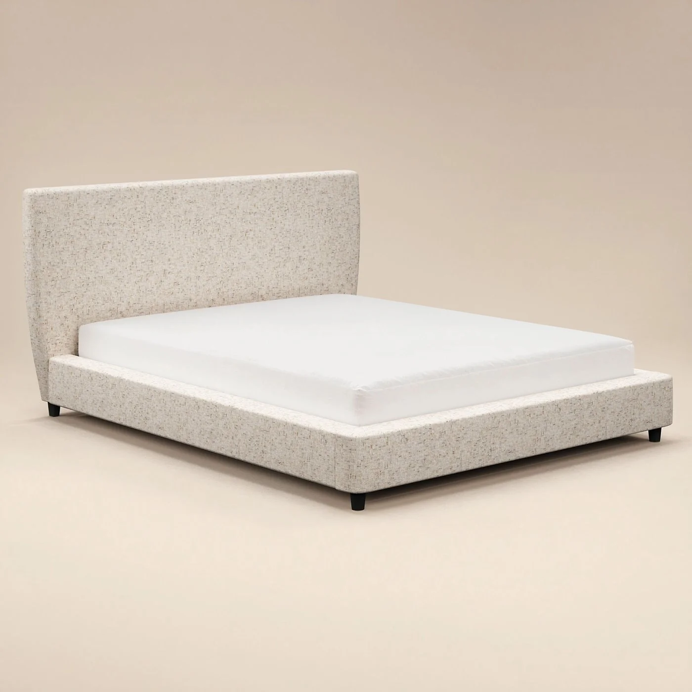 SOLACE+CO Luciana Upholstered Platform Bed Cream Chenille image 4