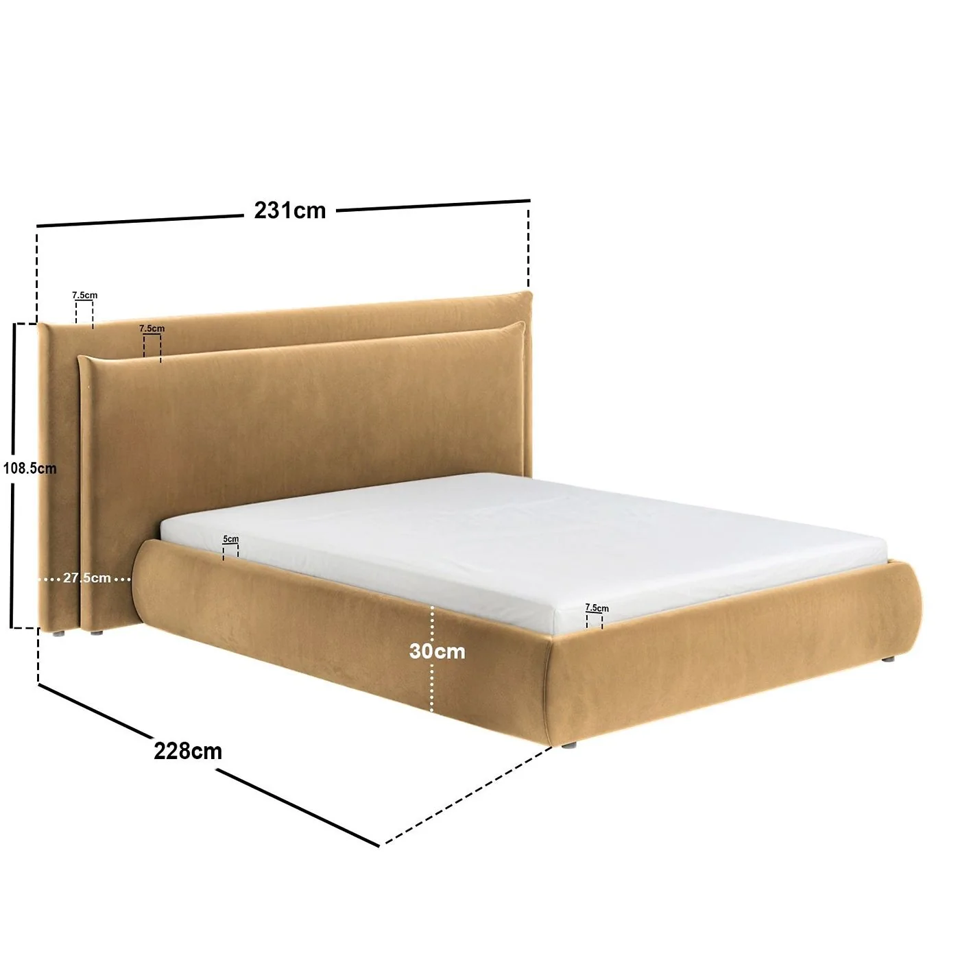 SOLACE+CO Sigrid Ottoman Storage Bed with Cushion Headboard Sand Velvet image 8