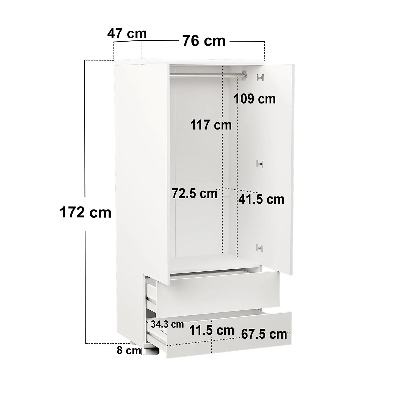 Flair Livana 2 Door 2 Drawer Wardrobe White & Blue image 7