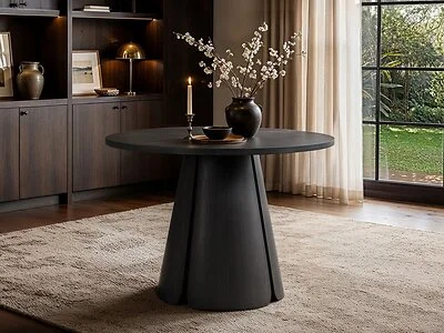 SOLACE+CO Ebony 3-in-1 Round Extendable Dining Table Black