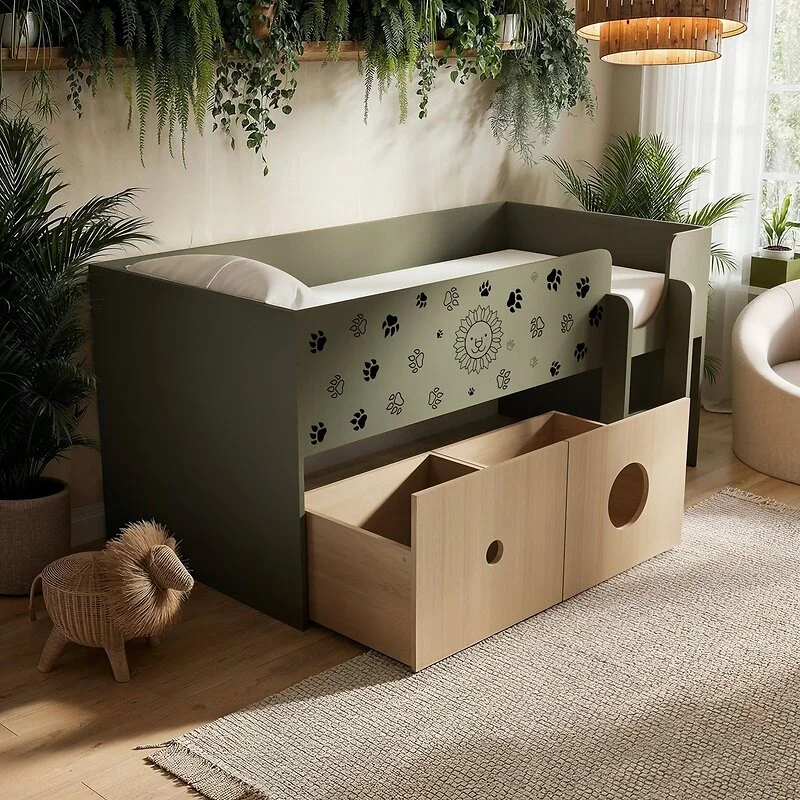 Flair Zaiden Safari Mid Sleeper Bed with Toy Box Storage Green image 3