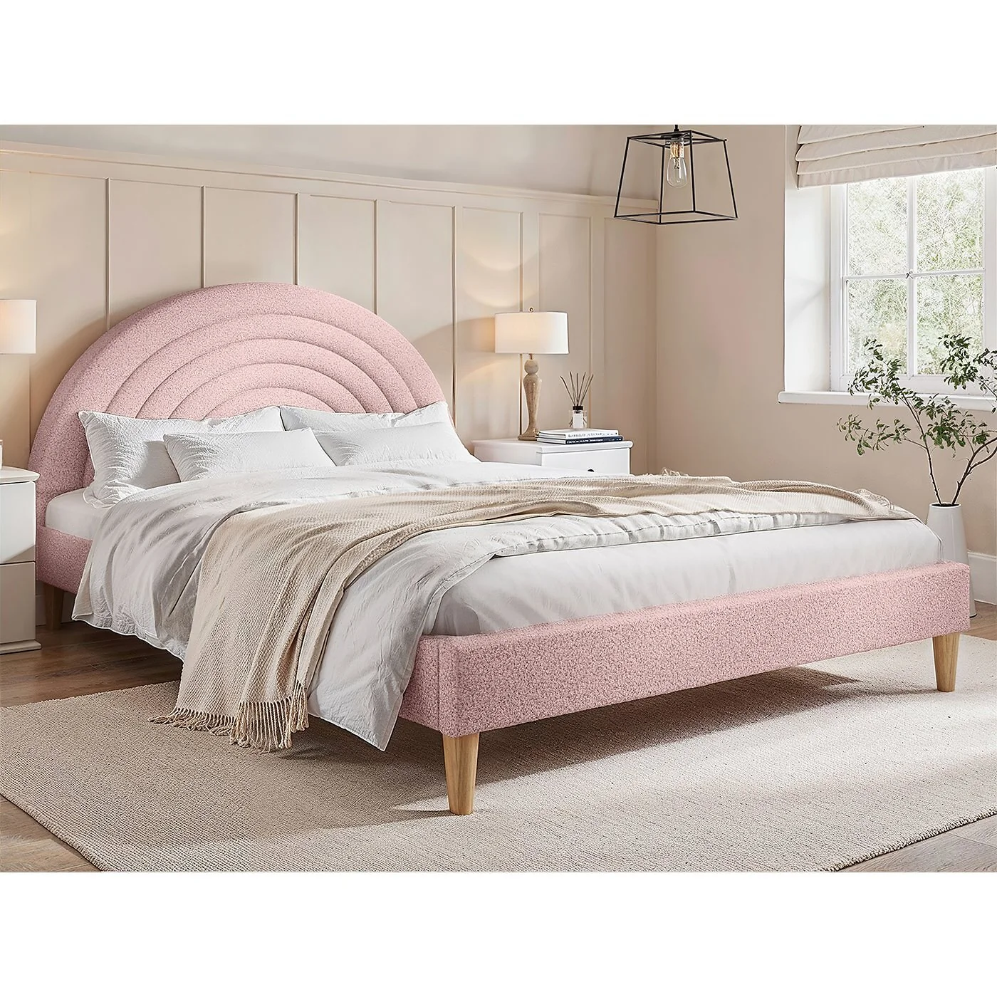 Flair Ava Boucle Double Bed Pink