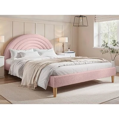 Flair Ava Boucle Double Bed Pink