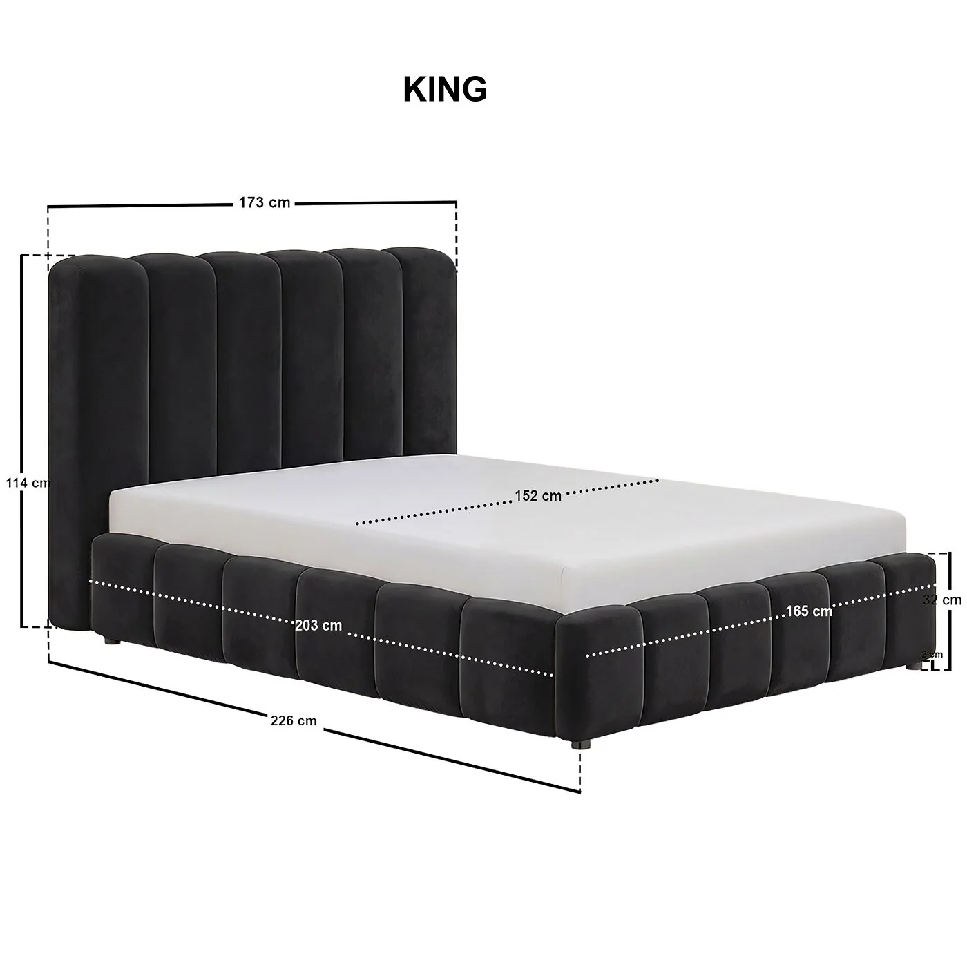 SOLACE+CO Emilie Ribbed Ottoman Bed Black Velvet image 6